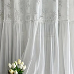 rideau blanc papillon transparent japonais fleurs broderie chambre salon anneaux bordure décorative polyester