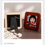 cadre photo moderne 9x9cm marron blanc bois carré arrondi enfant déco maison minimaliste
