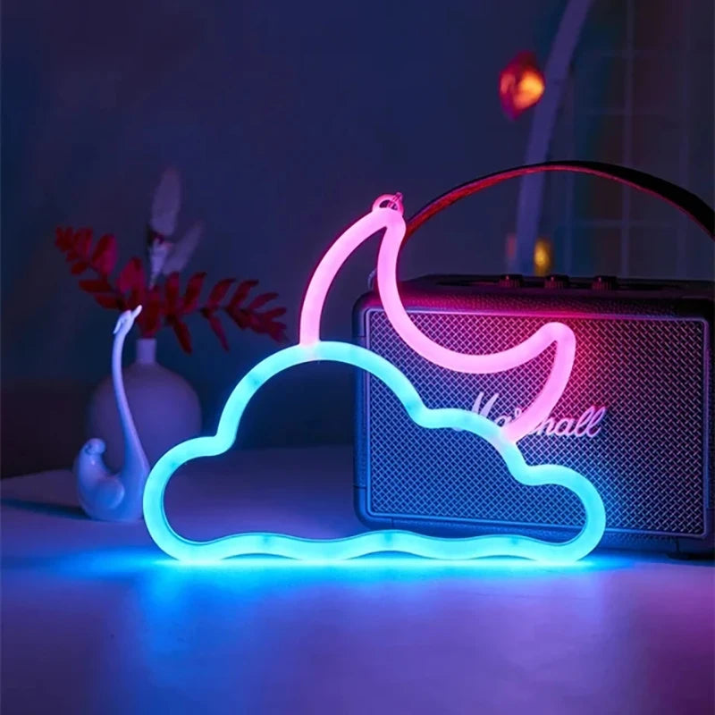 néon lumineux étoile nuage chauve souris foudre planète moderne minimaliste câble adaptateur