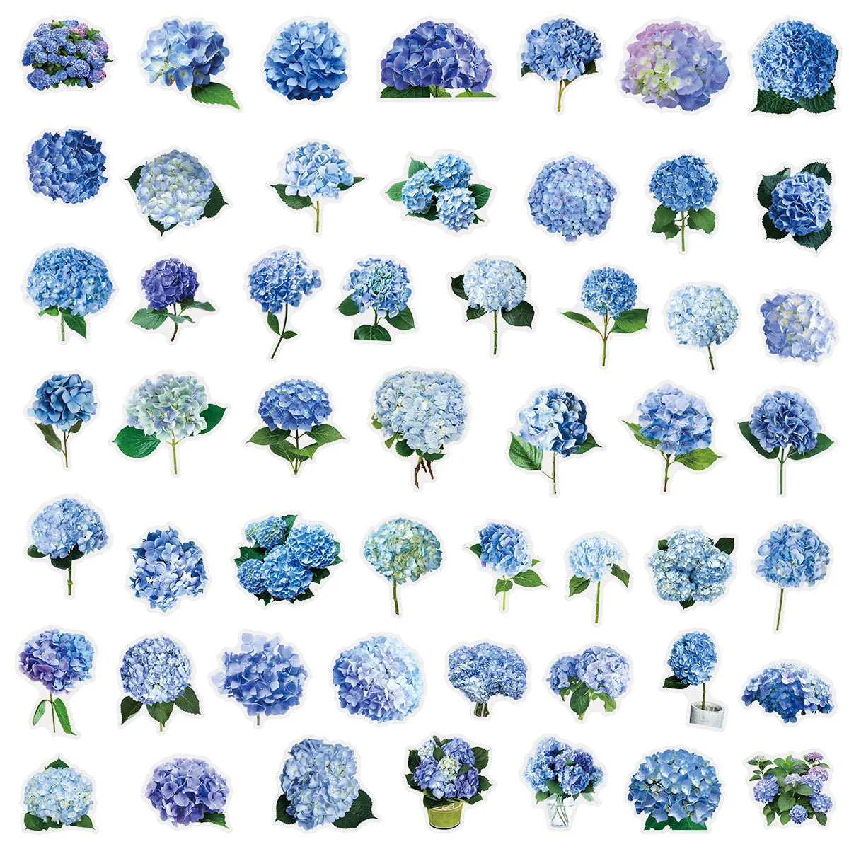 autocollants fleurs hydrangeas bleu violet blanc 50pièces bricolage scrapbooking téléphone bagages skateboard imperméables