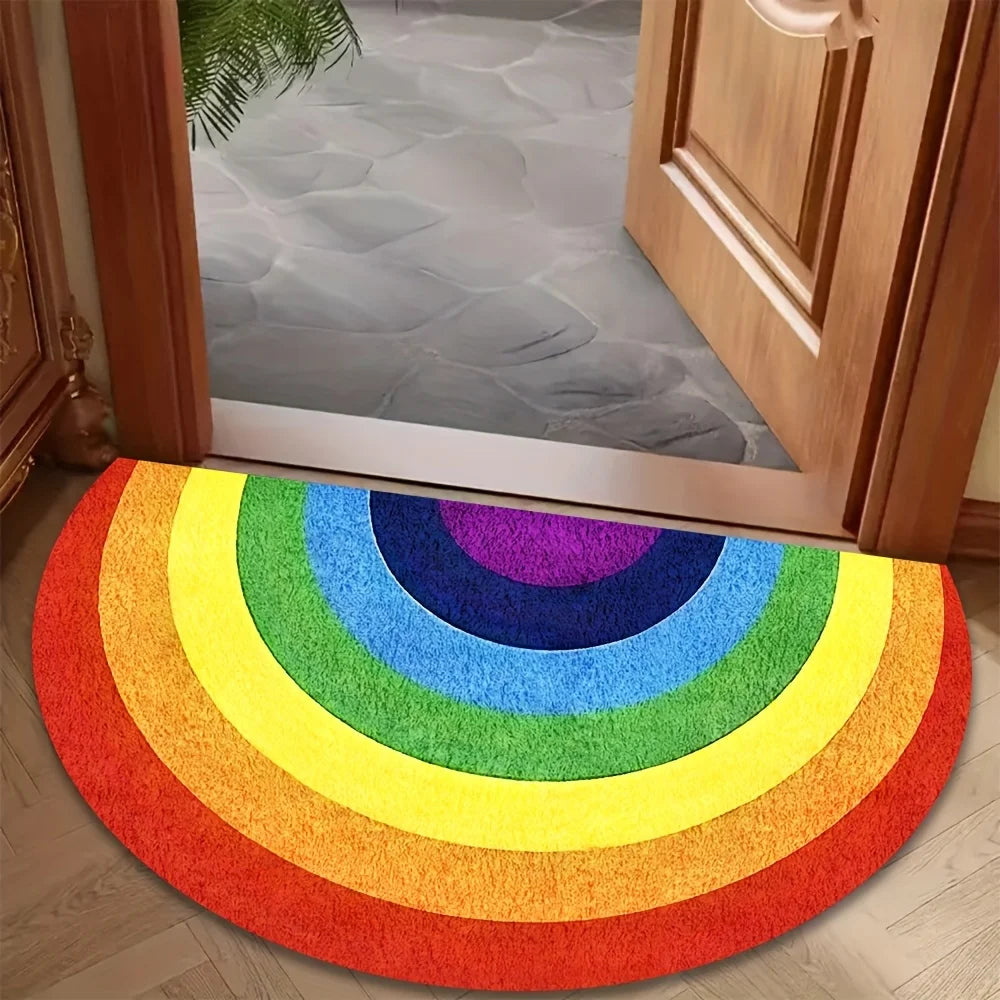 tapis arc ciel moderne polypropylène antidérapant extérieur intérieur 60x90cm rouge orange jaune vert bleu