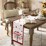 table dinne romantique cœurs arbres carreaux lin rouge blanc marron festive