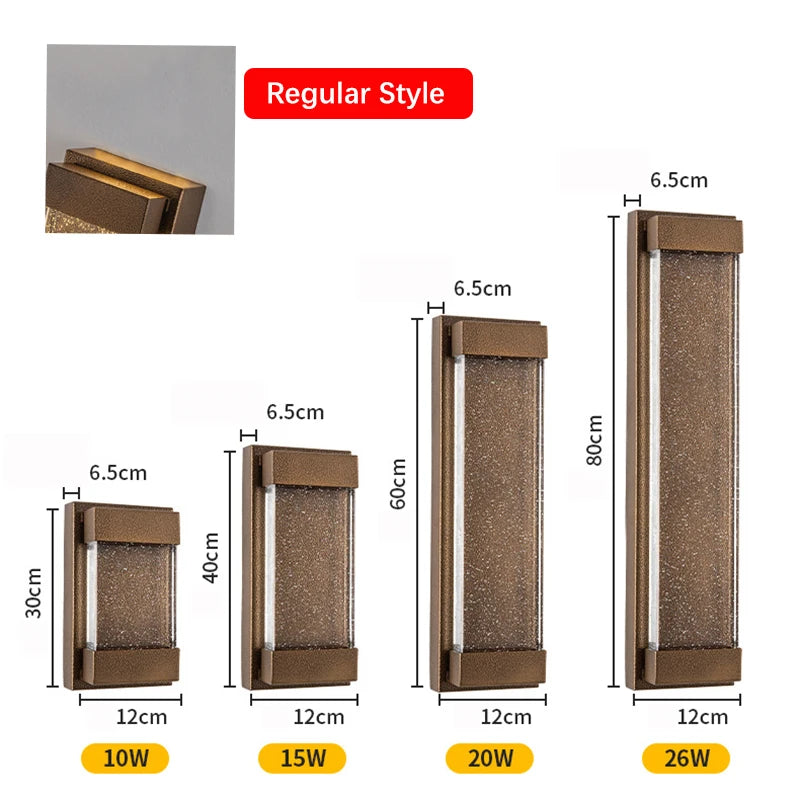 applique murale moderne marron clair texture dorée ip65 led 110240v 2492000lm 30406080cm