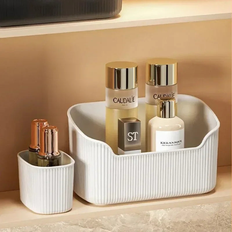 organisateur rangement blanc boîtes stockage grille moderne adhésif cosmétiques brosse maquillage