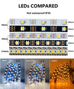 ruban led 5m 144 leds blanc blanc chaud ambre ip65 waterproof moderne