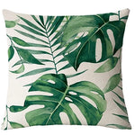 taies oreiller motif feuilles tropicales verte blanche modernes décoratives carrées 40x40cm 45x45cm
