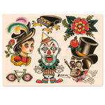 autocollants vintage tatouage multicolores têtes mort fleurs animaux opaques décoration maison stickers muraux traditionnels