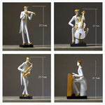 statues musiciens résine blanc doré moderne minimaliste saxophone violoncelle décoration