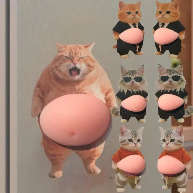 aimants réfrigérateur dessin animé chien chat orange gris rose mignon cartoon