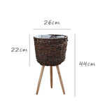 panier tressé pieds moderne rustique naturel bois clair plantation fleur décoration intérieure vintage autonome