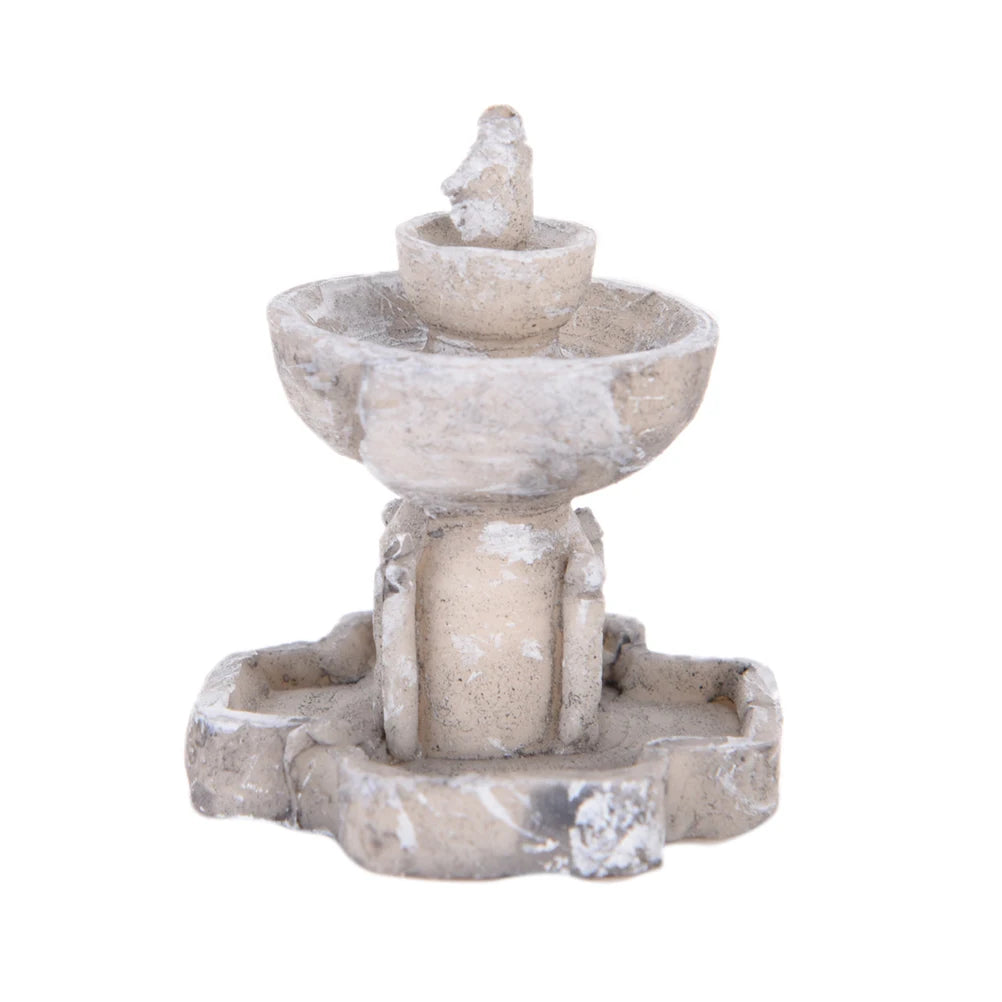 fontaine miniature résine marron gris texture vieillie artisanal paysagiste décoration maison bricolage rustic