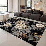 tapis fleuré moderne polypropylène antidérapant extérieur intérieur salon chambre vert clair rose