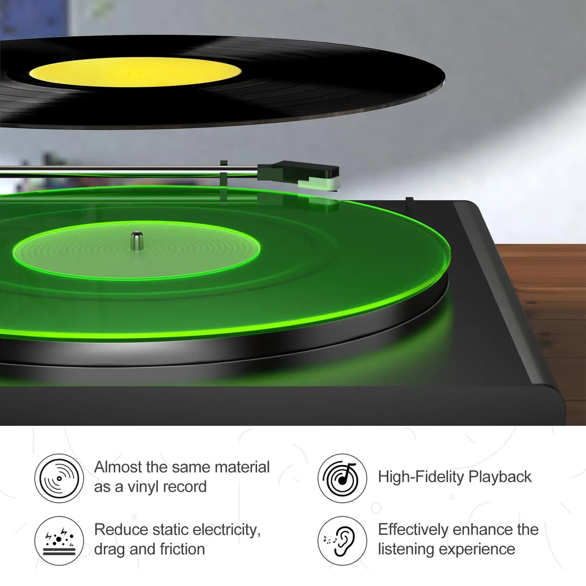 tapis antidérapant vinyle transparent disque rayures concentriques basse définie moderne truelle support discothèque équipement