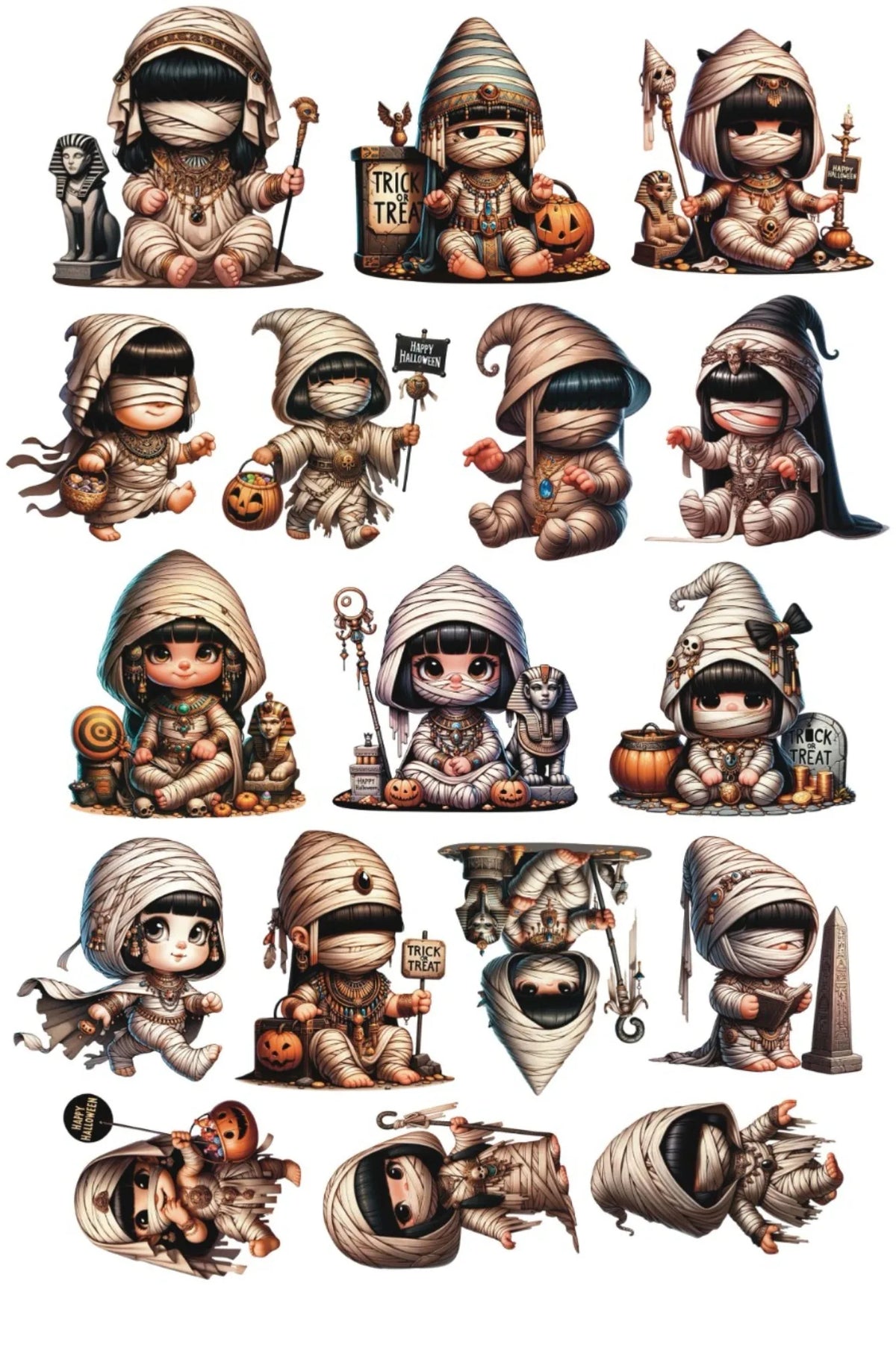 stickers halloween dessin animé enfants bandages pommes pin citrouille trick or treat