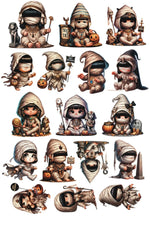 stickers halloween dessin animé enfants bandages pommes pin citrouille trick or treat