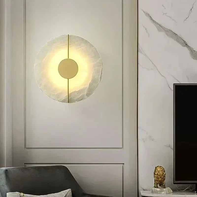 lampe murale moderne marbre blanc gris doré éclairage chambre salon étude entrée