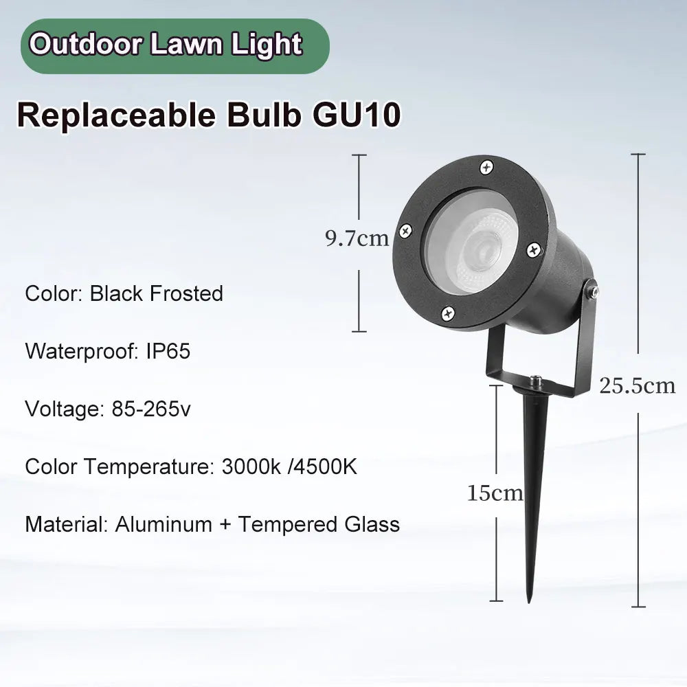 Spot lumineux extérieur moderne noir ip65 gu10 5w 4500k 3000k led étanche 2492000lm 85265v