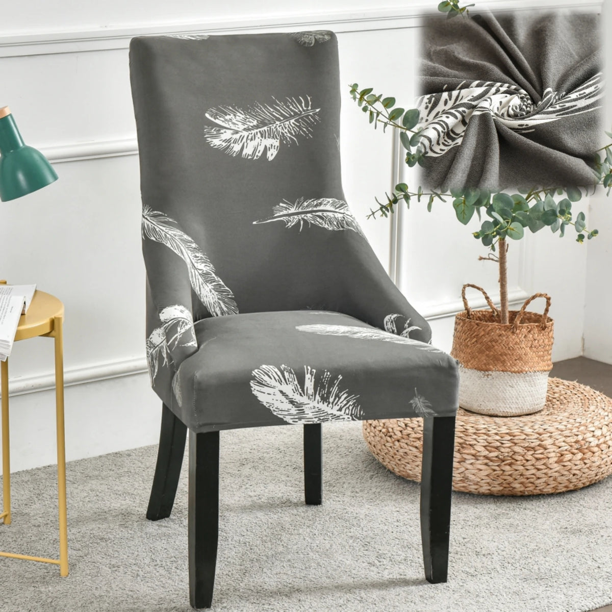 housse chaise velours extensible imprimé floral fauteuil salle manger moderne décoration