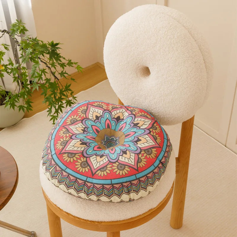 coussin rond coussin chaise coussin dossier tissu coton polyester respirant motifs géométriques boho chic
