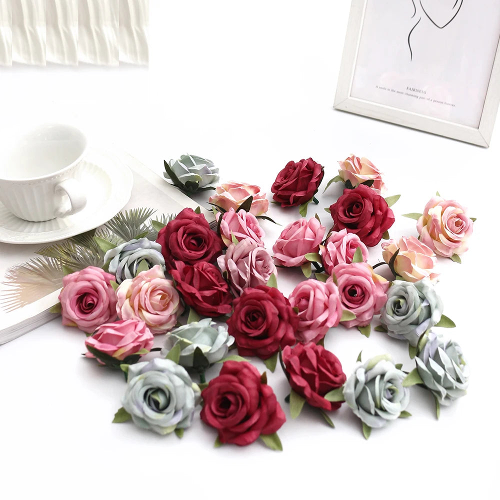 fleurs artificielles roses bouquet blanc rose violet 10 pièces décoration mariage