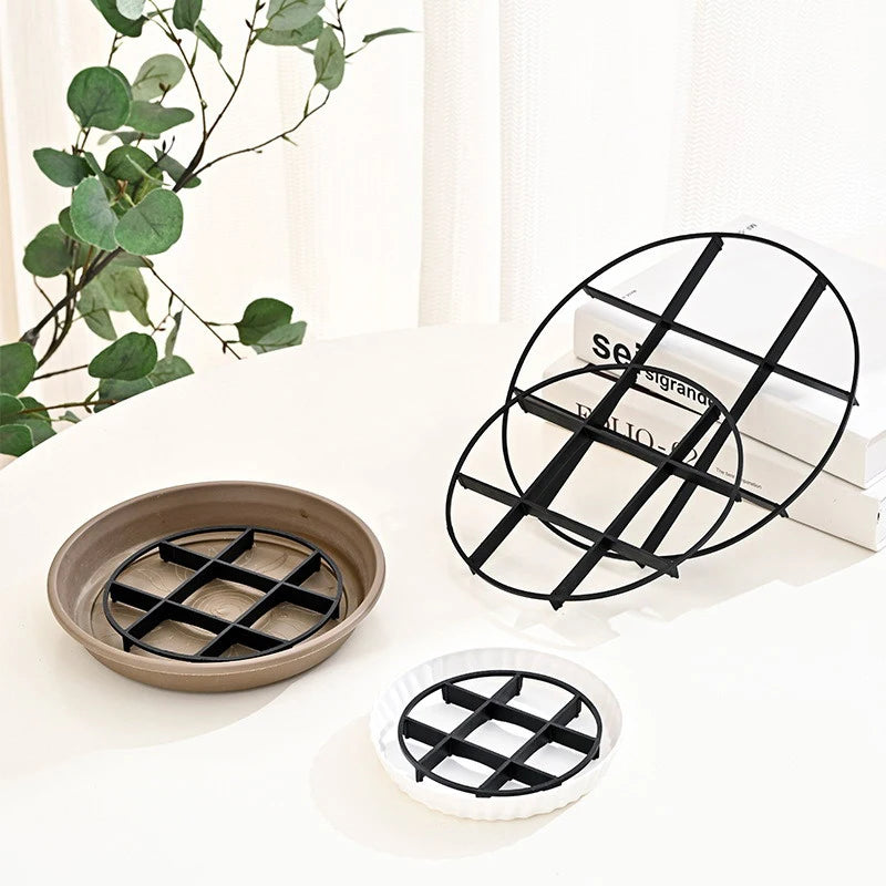 grille support plante noire moderne drainage intérieur extérieur 20cm 12cm pot fleuri élégant