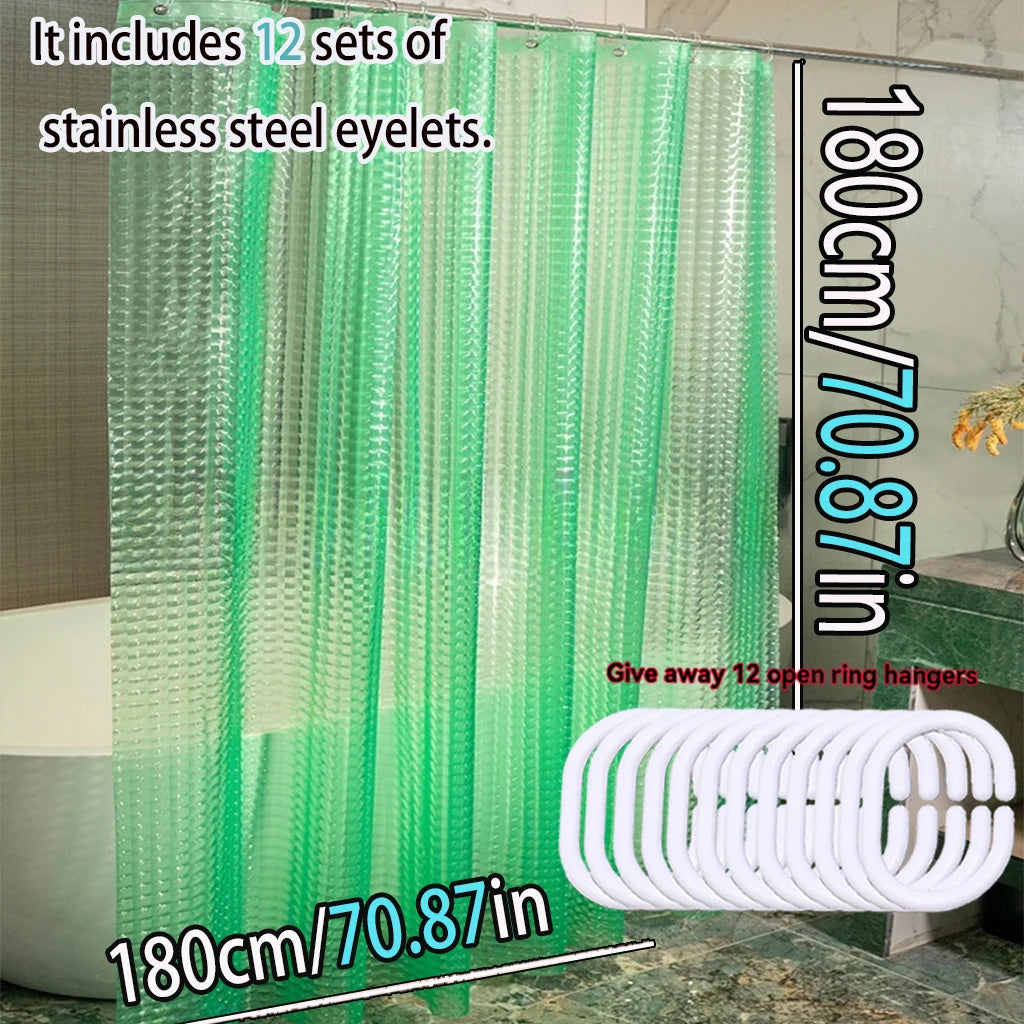 rideau douche vert translucide texture bulles moderne acier inoxydable 180cm 150cm 200cm