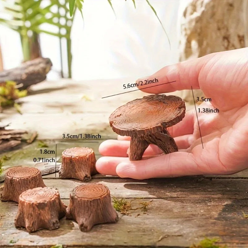 décoration maison miniature ensemble table tabourets marron aspect bois rustique champêtre féerique pièces