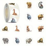 autocollants animaux sauvages blancs gris beige 500 pièces adhésifs illustrés éléphant girafe léopard