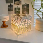 veilleuse cube transparent tulipes lumineuses moderne clips fixation chambre coucher lumière artisanale