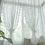 rideau blanc brodé floral transparent classique décoratives 100 polyester salon chambre