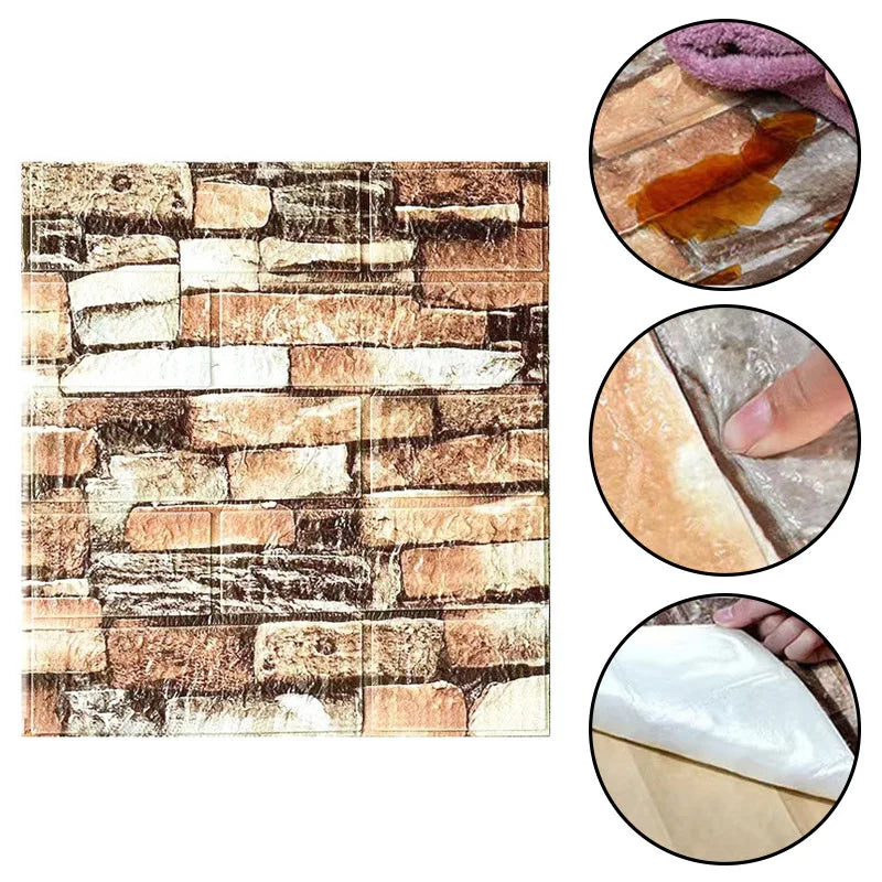 décoration murale adhésive brique texture moderne panneau noir rose marron rustique