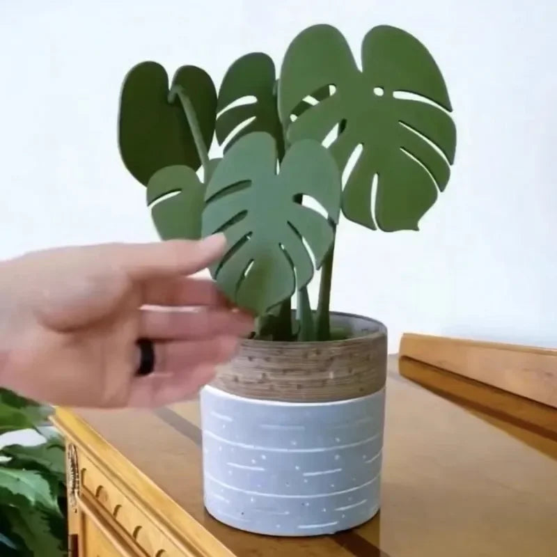 plante artificielle feuilles tropicales pot moderne acrylique sans aimant vert
