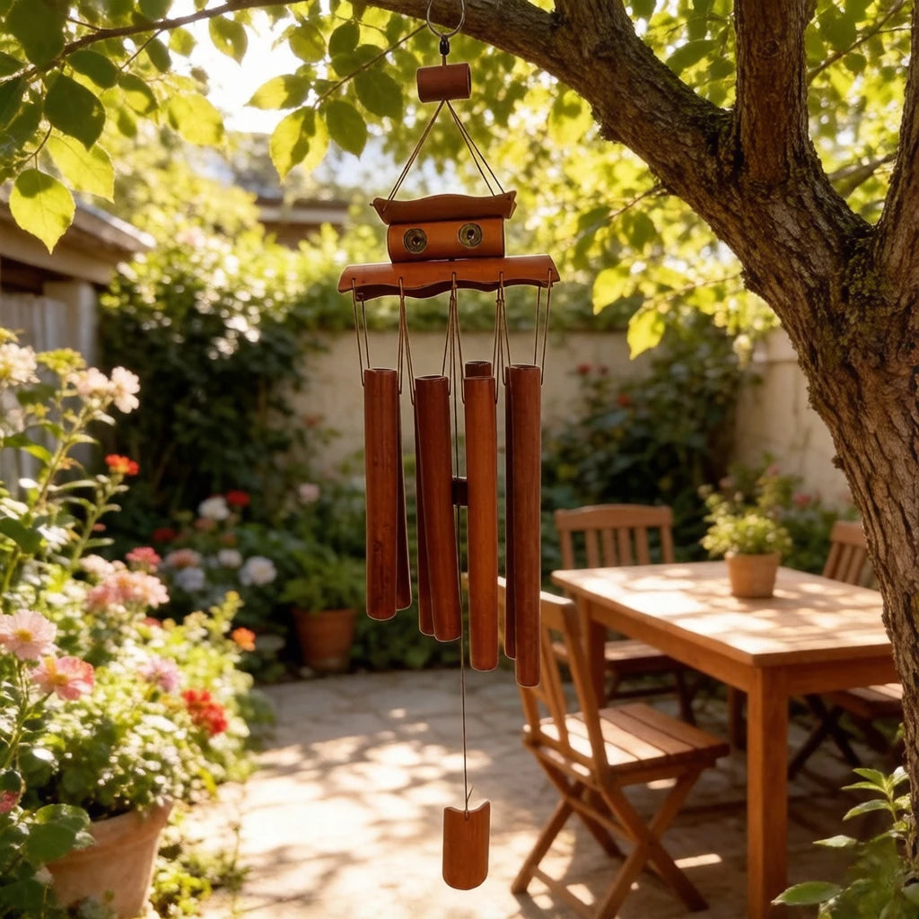 cloche vent bambou traditionnelle relaxation jardin relaxation patio détente relaxationextérieur ambiance maison brune claire