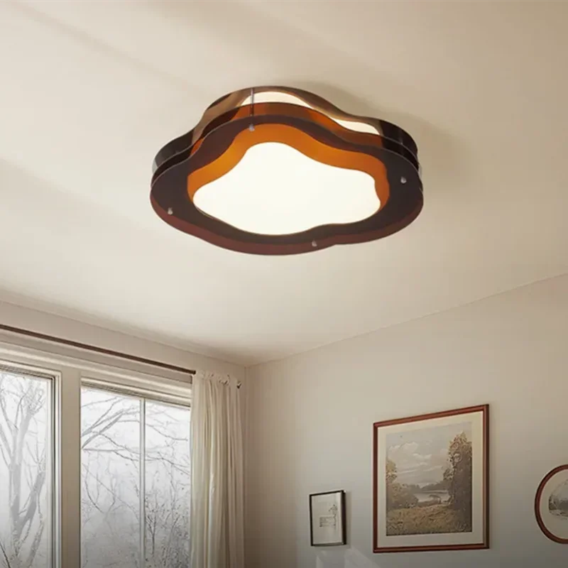plafonnier led moderne marron blanc doré balcon céiling opacité rond ondulé touch switch