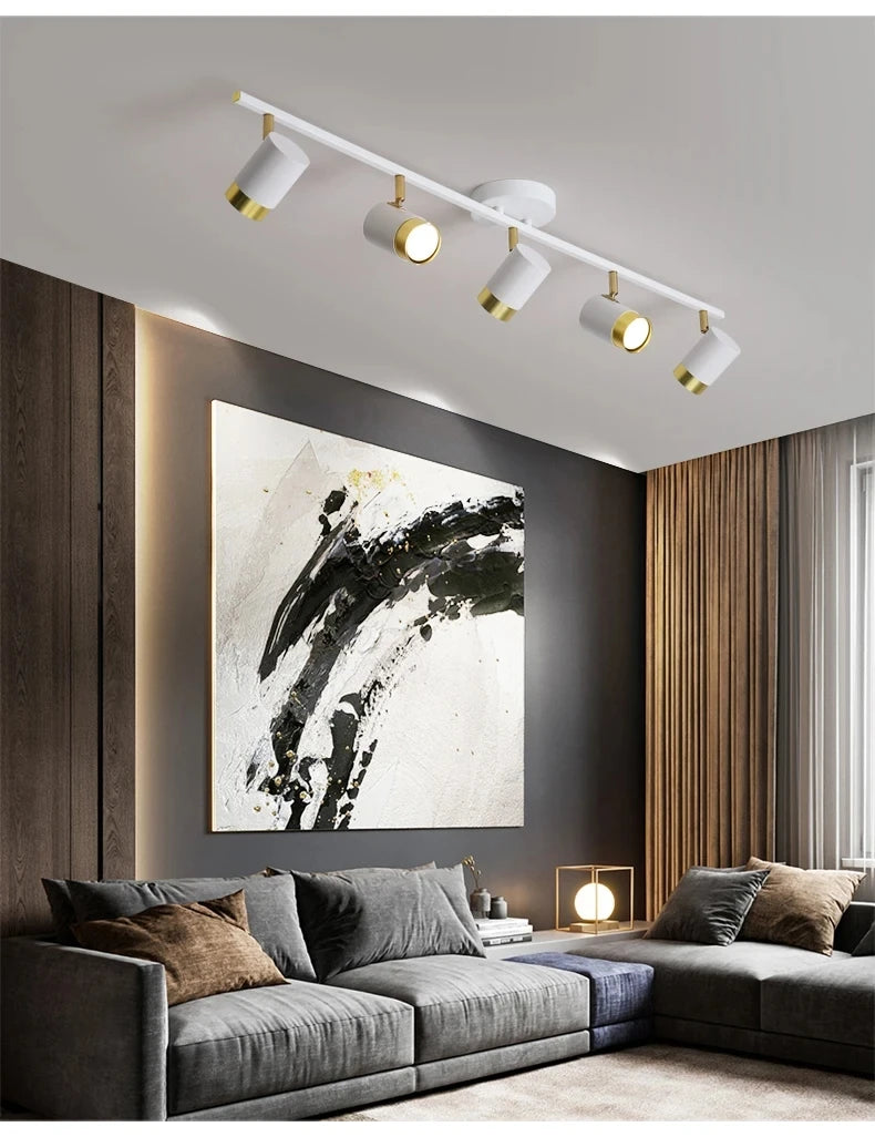 luminaire spot led moderne noir or rond minimaliste salon intérieur maison
