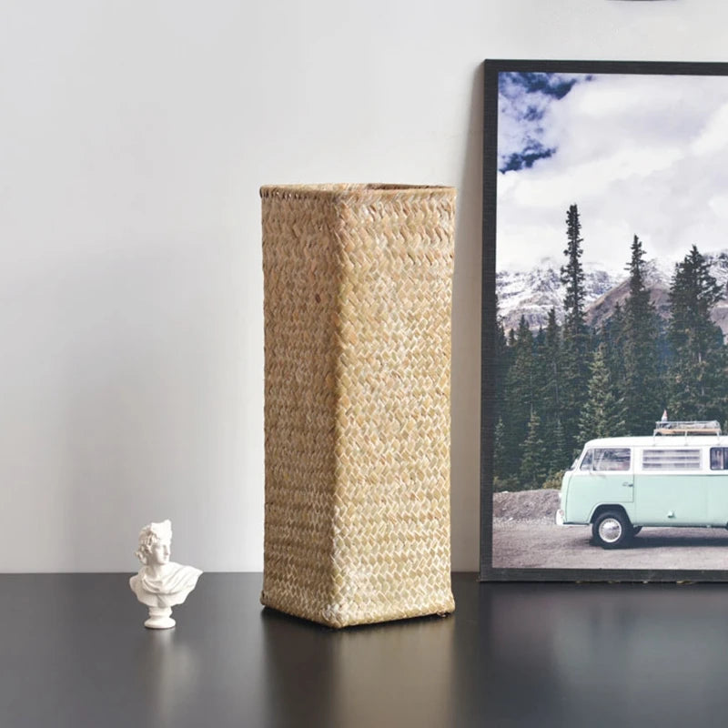 vases rotin tressé naturel rustique décoration maison fleurs séchées réutilisable