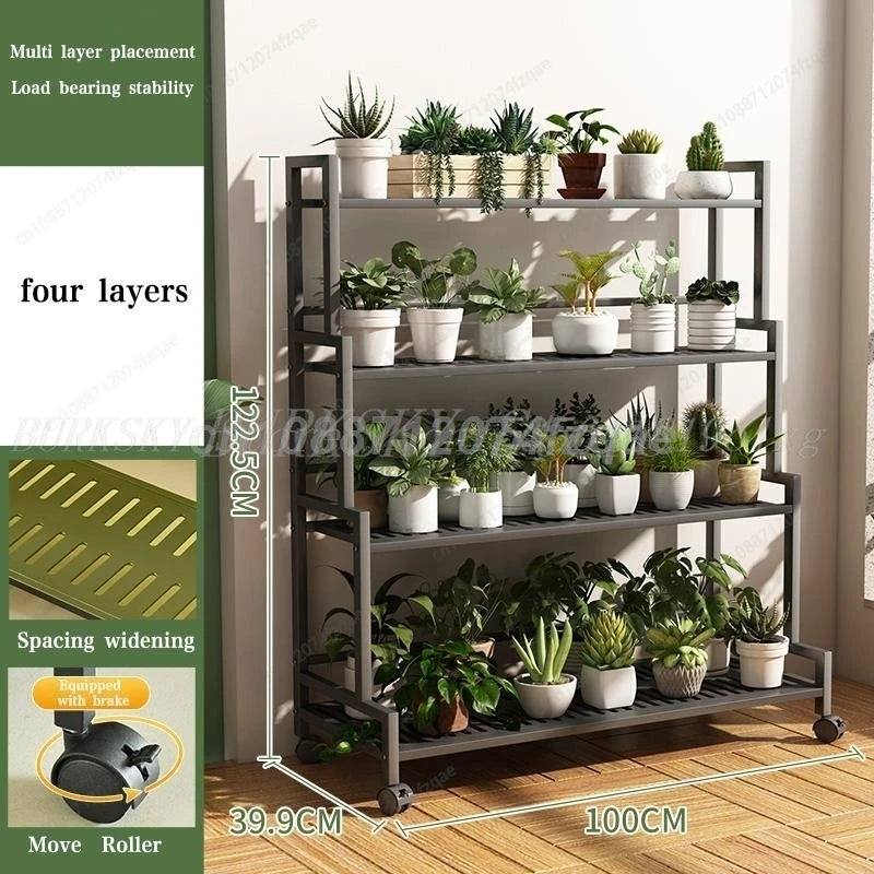 étagère roulettes blanc moderne niveaux support plantes intérieur extérieur assemblage métal