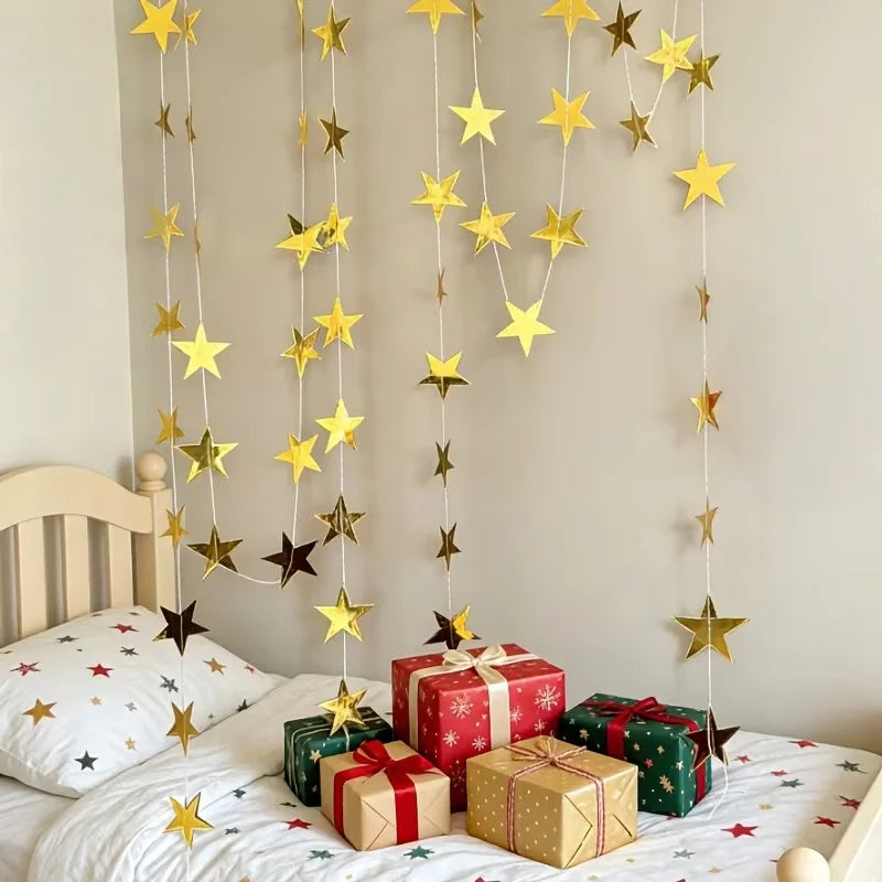 décoration murale guirlande papier or étoiles simple mariage 2m 4m festive opacité