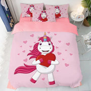 Parure de lit licorne arc-en-ciel pour enfants, housse de couette imprimée 3D, taie d'oreiller