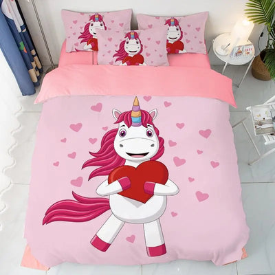 Parure de lit licorne arc-en-ciel pour enfants avec impression 3D