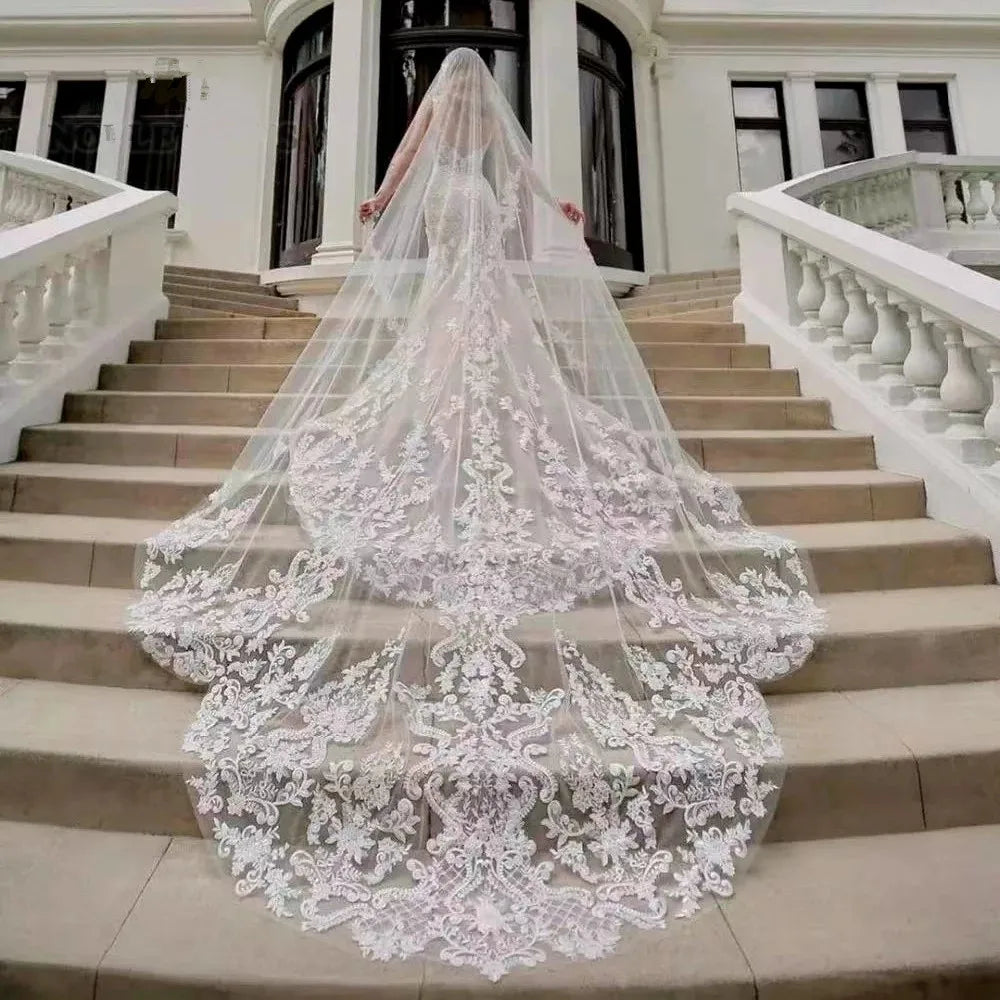voile mariée blanc broderie florale clips classique paillettes scintillantes tulle doux transparent erotique féminin