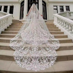 voile mariée blanc broderie florale clips classique paillettes scintillantes tulle doux transparent erotique féminin