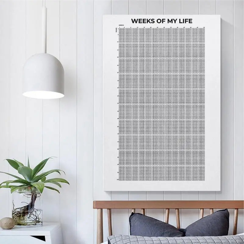 affiche weeks of my life minimaliste graphique blanc noir accrochée mur décoration maison inspiration