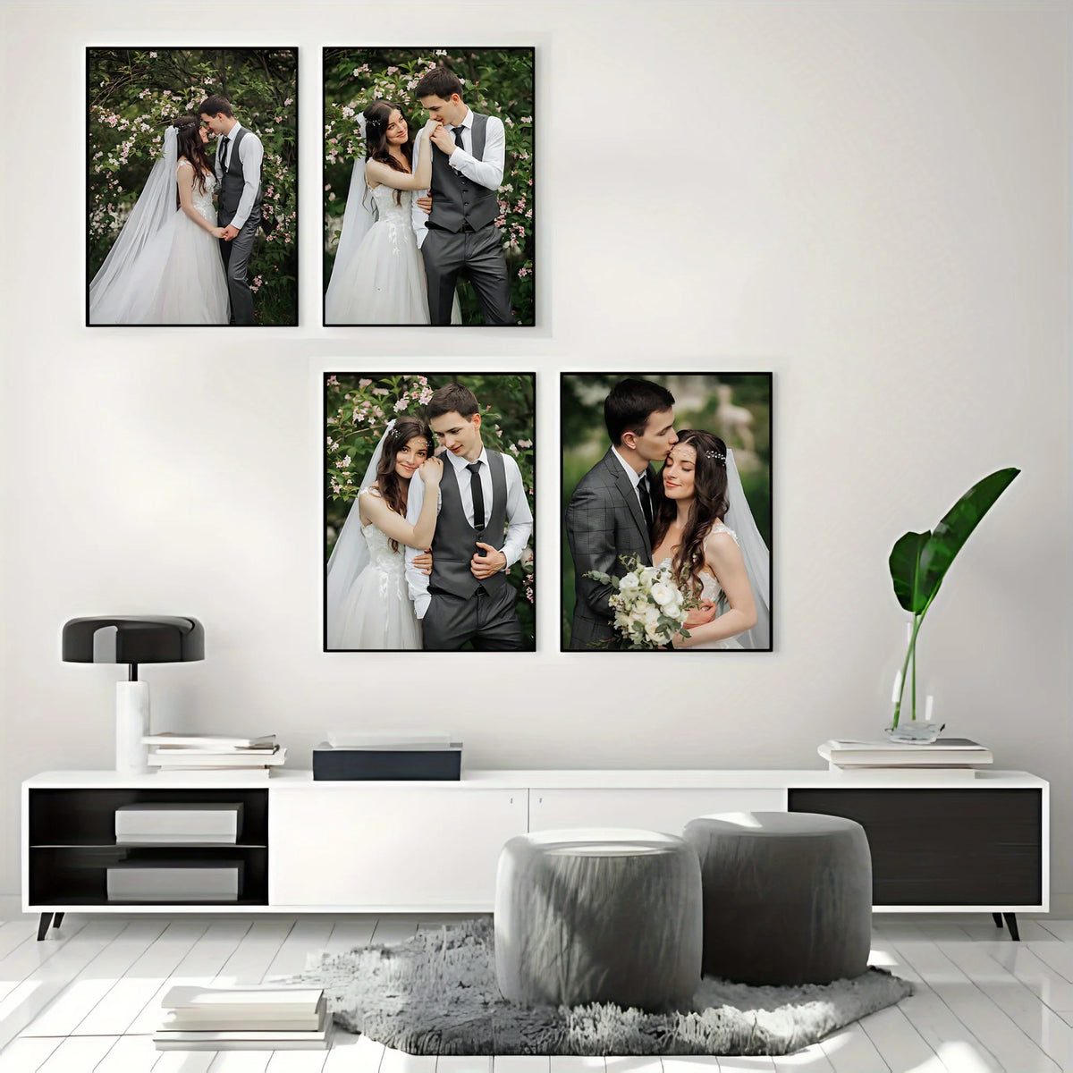 impressions photographiques couple moderne noir blanc cadre salon décoration maison affiche haute définition sans