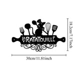plaque murale décorative artisanale souris cuisine ustensiles noir adhésif moderne couteau fourchette spatule cuillère