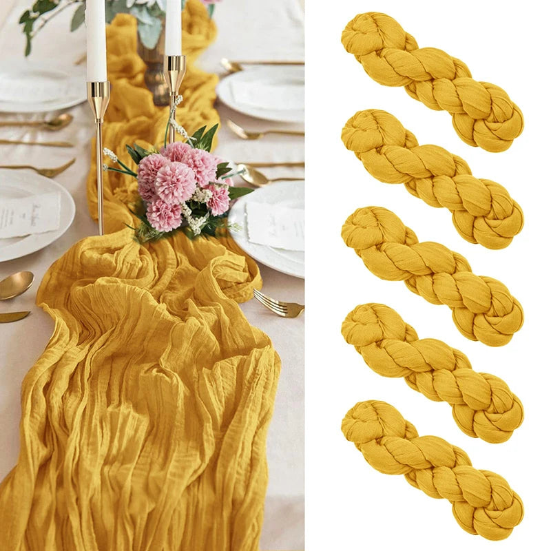 tableau boho jaune moutarde texture plissée maison adhésif serviettes assorties deco anniversaire mariage noel