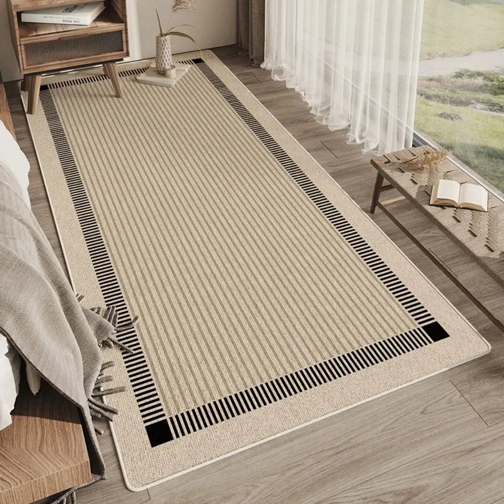 tapis salon moderne beige clair motif rayures diagonales antidérapant intérieur maison décoratif doux polyester