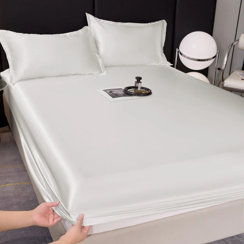 housses lit satinées blancs simples maison 120x200 150x200 180x200 200x220