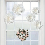 décoration mariage fleurs papier blanc rose poudré orange texturées adhésives extérieures bohèmes 30cm 25cm