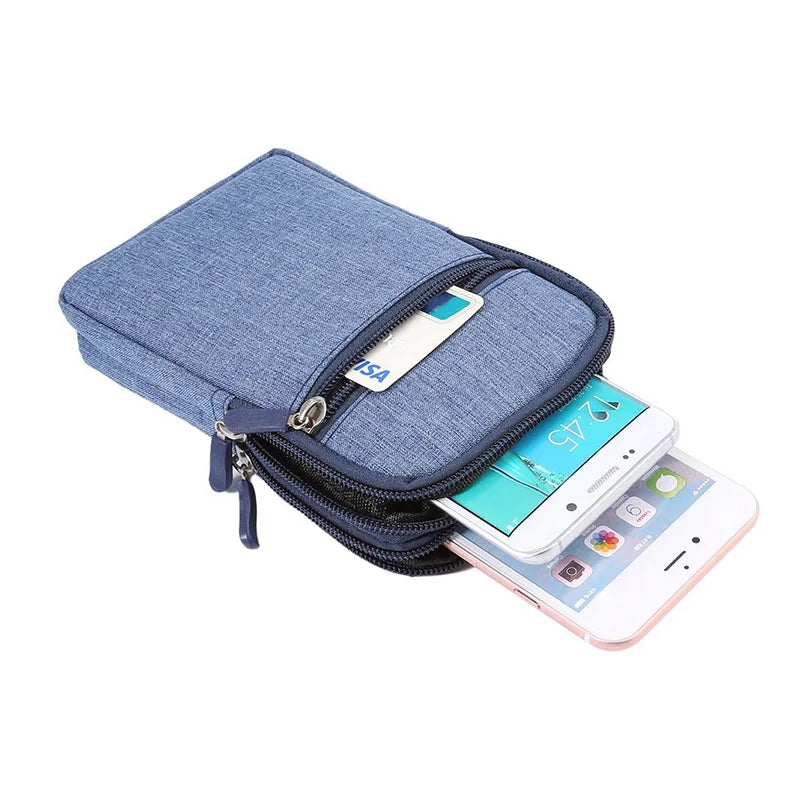 pochette taille homme toile bleu gris noir pratique moderne carabine zips poignée porte clés